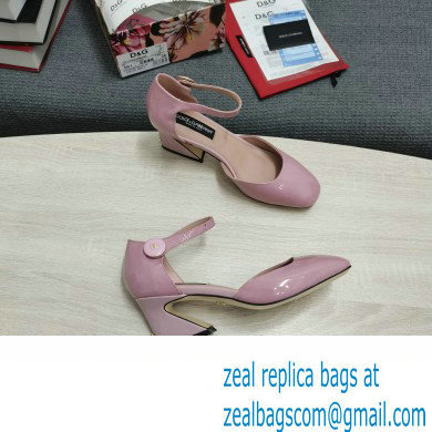 Dolce  &  Gabbana Heel 6.5cm/10.5cm Patent leather Mary Janes Light Pink with Geometric Heel 2022